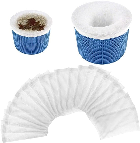 Skimmersokken per 20 unità - Herbruikbare Filterbeschermers per Piscine - Filtrazione Perfetta - Skimmersokken Resistenti e Soffici - Sacchi per Filtro