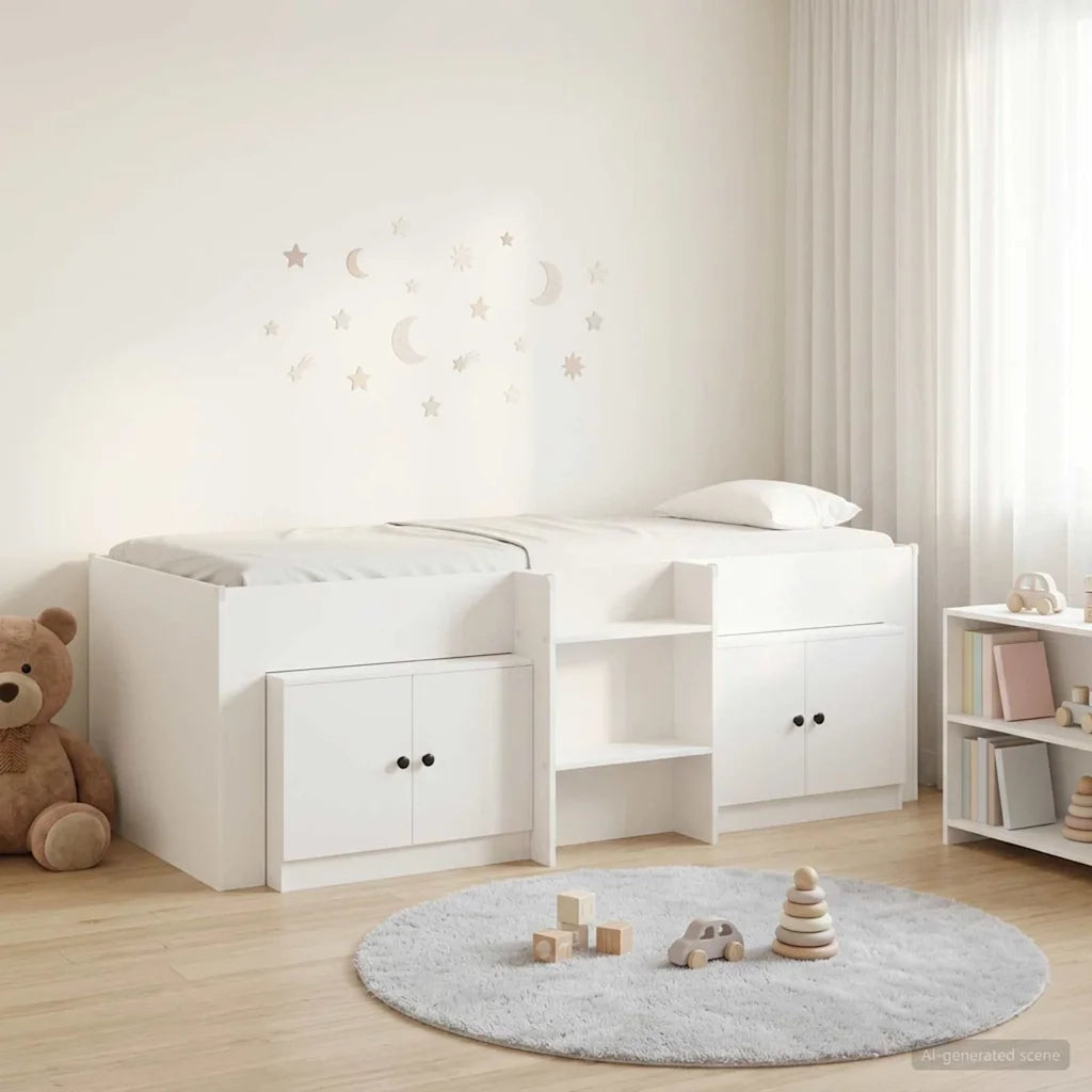 Struttura Letto Loft con Mobile 3 pcs Bianco Legno multistrato