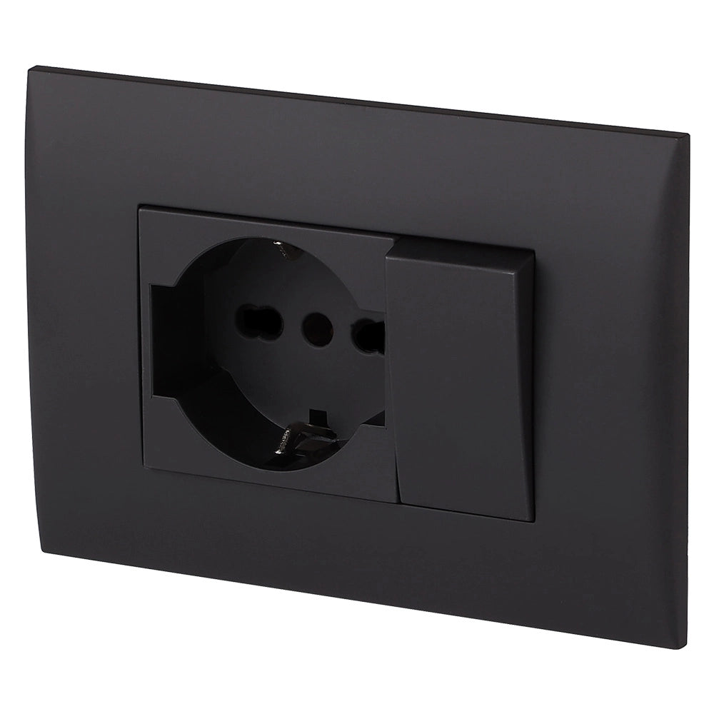 PLACCA PRECOMPOSTA 1 presa P40 + 1 deviat. 10A - col.nero  - ELECTRALINE