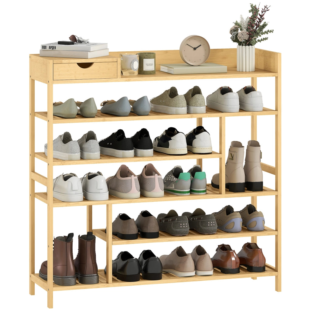 Cassa per scarpe in bamb¨´ con cassetti 6 livelli ¨C zephmum ¨C Bianco 60x40x138