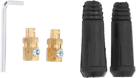 Set di connettori Laskabel 200A - Lasser maschile - Con materiale gomma/lamiera - Taglio cavo 10-25 mm² - Set da 2 - Inclusa chiave Inbus - Connettore laser