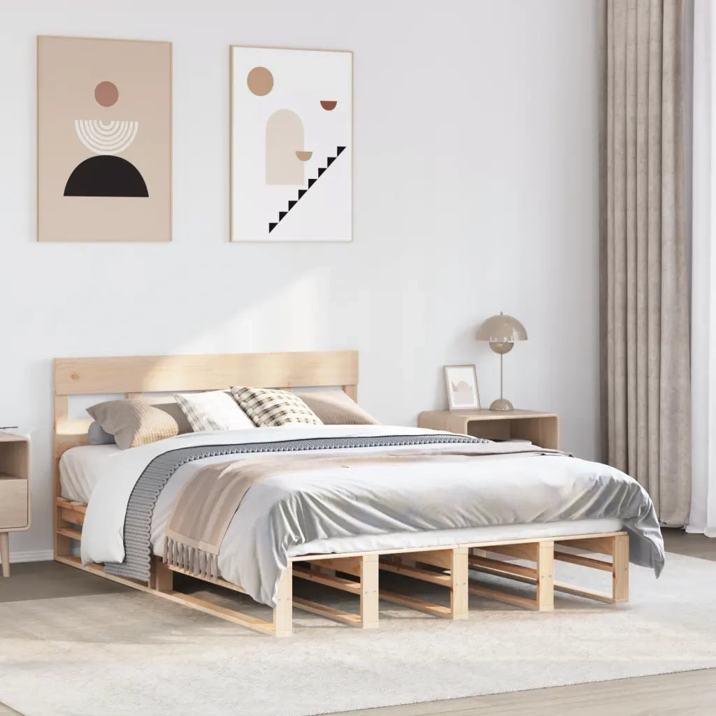 Letto senza Materasso-Struttura Letto 135x190 cm in Legno Massello di Pino 317256