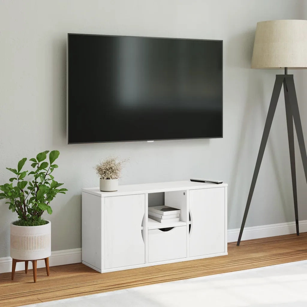 Mobile Porta TV con Cassetto-Mobile per TV-Credenza TV ODDA Bianco 79x24x40 cm