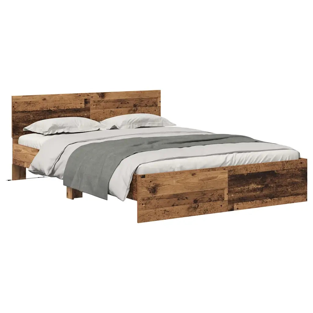 Letto matrimoniale | Letto per adulti | Struttura del letto con testiera Legno vecchio 160 x 200 cm