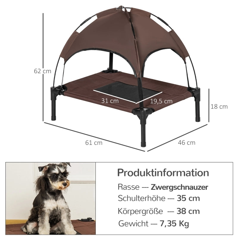 Letto rialzato per animali con baldacchino in metallo coffee per esterni e trasporto facile