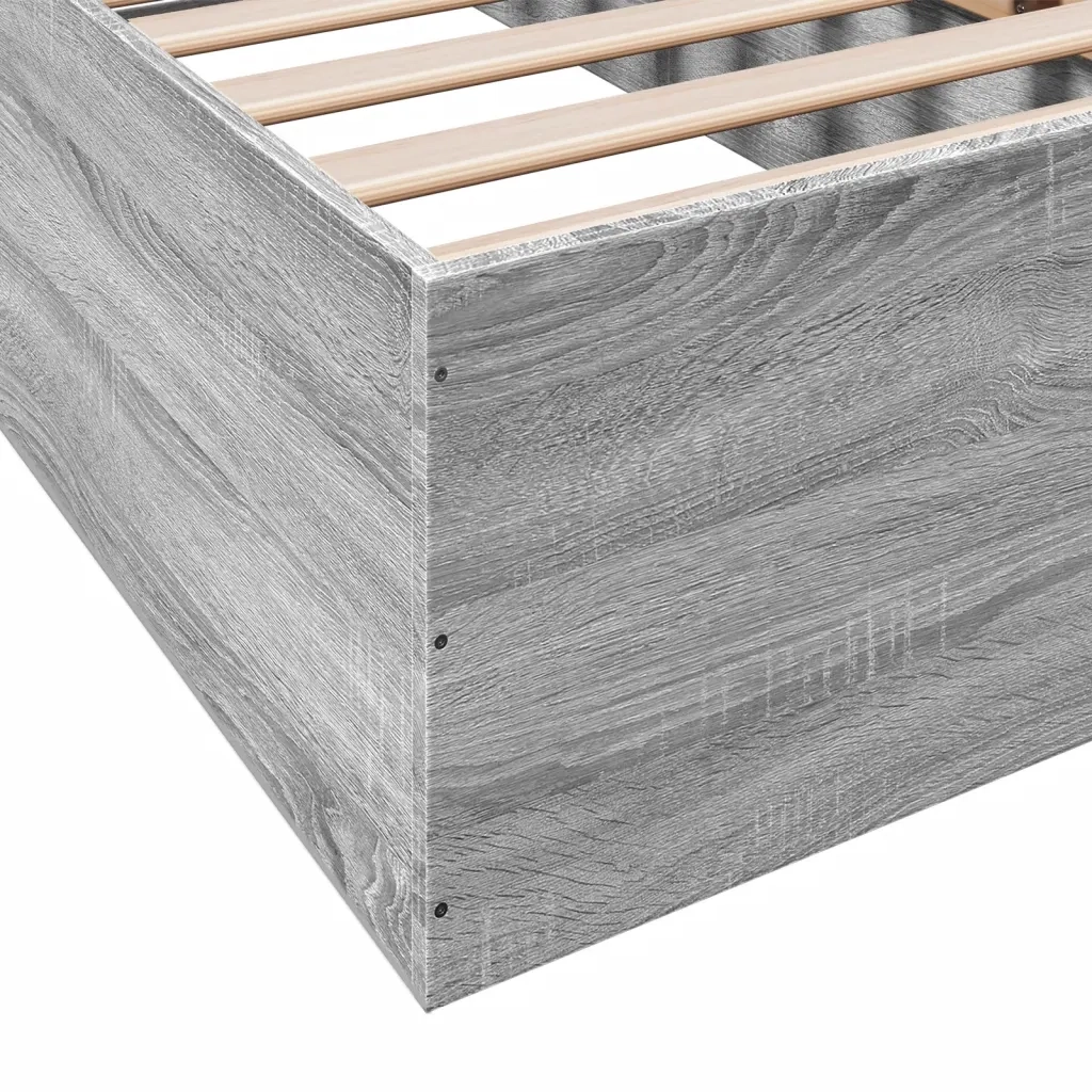 Letto singolo | Letto per adulti | Giroletto Grigio Sonoma 90x200 cm in Legno Multistrato