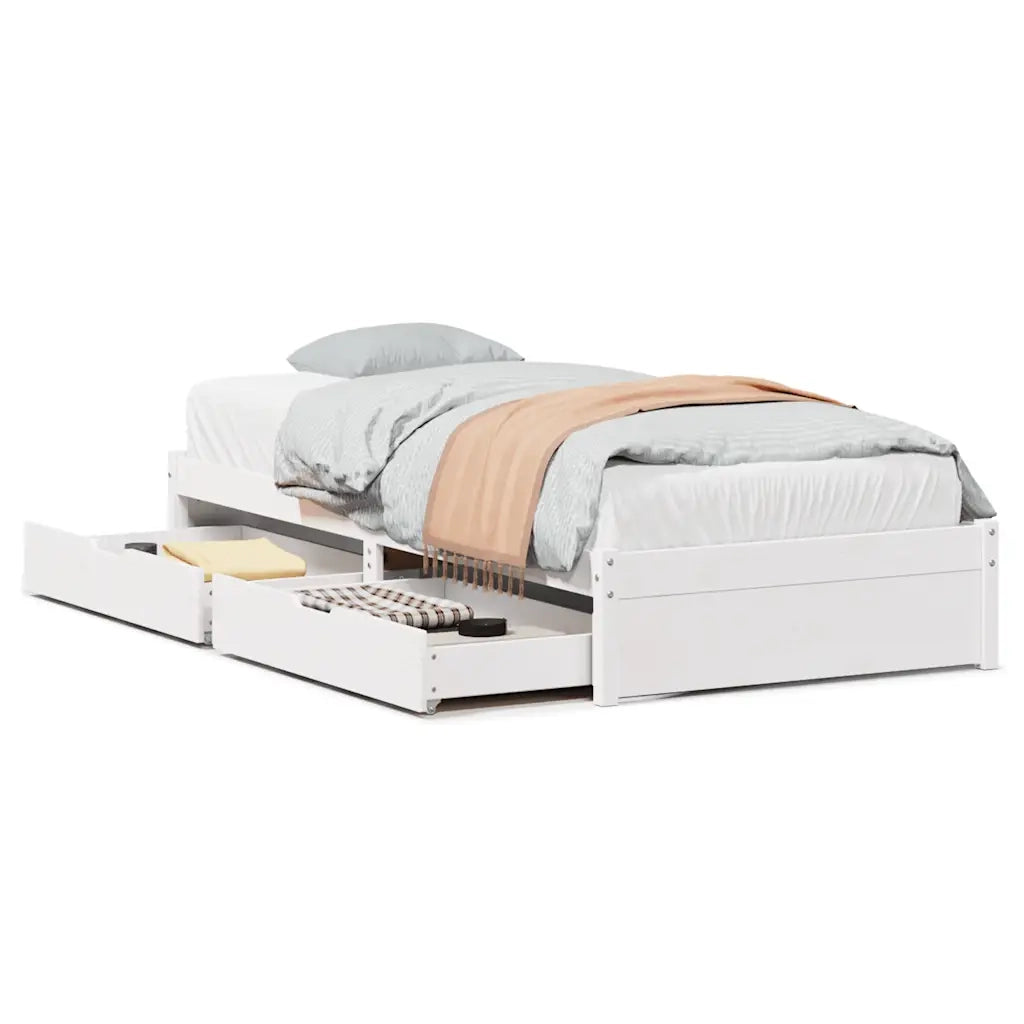 Letto senza Materasso-Struttura Letto Bianco 75x190 in Legno Massello di Pino 262493