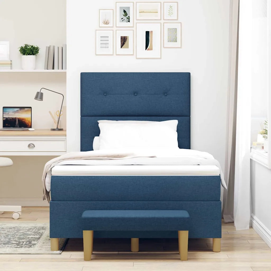 Letto a molle con materasso Blu 120 x 200 cm Tessuto