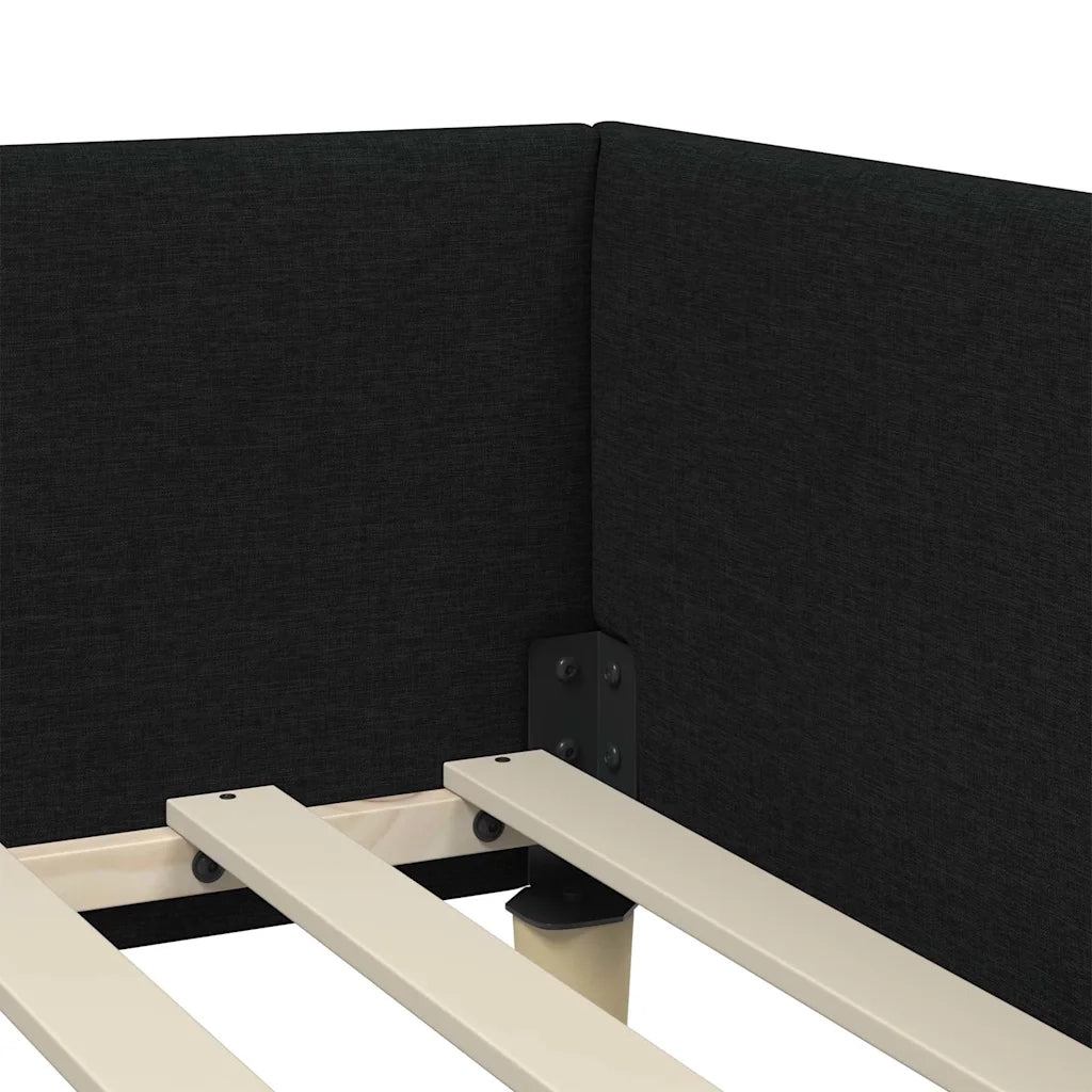 Cornice del letto ad angolo Nero 100 x 200 cm Tessuto 42016127