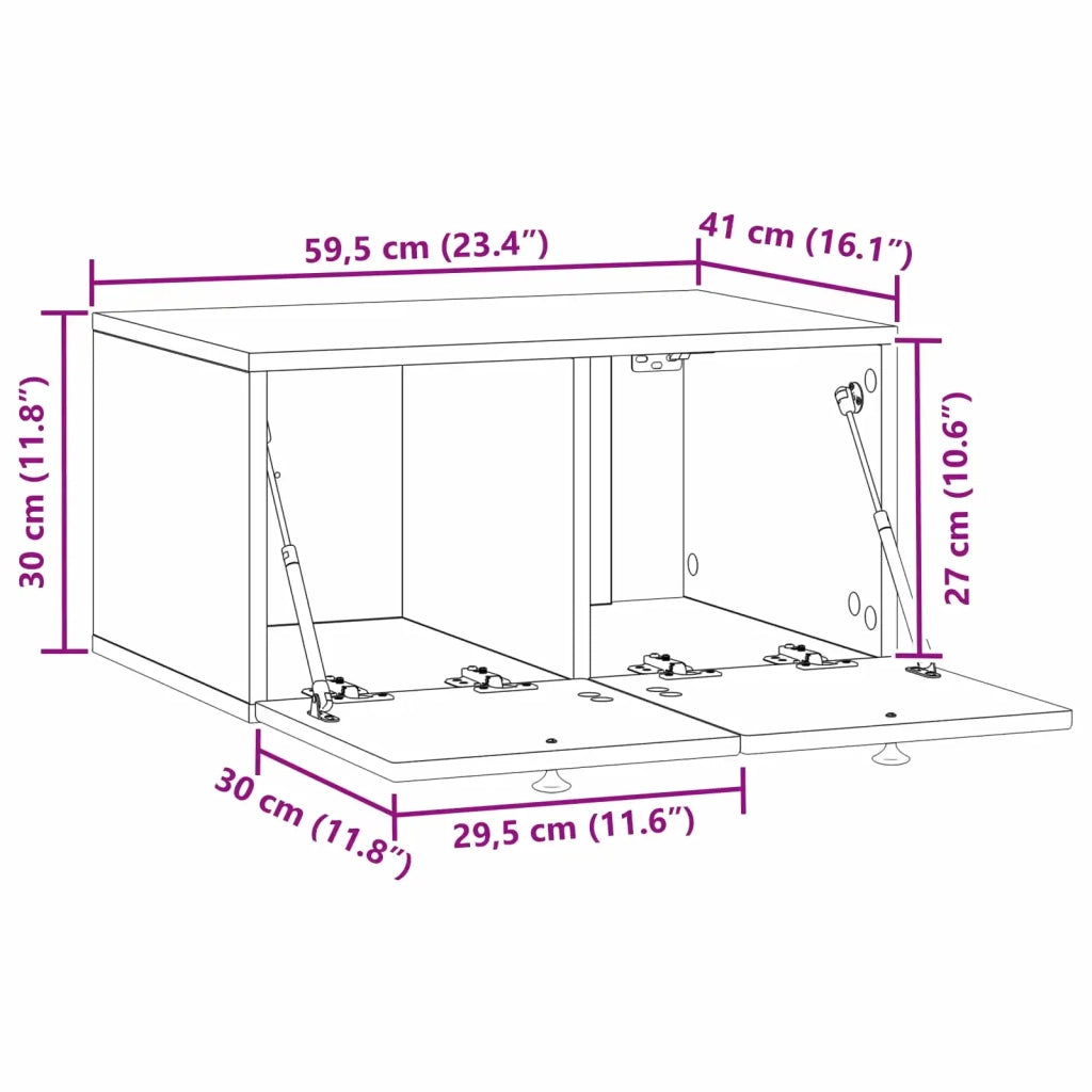 Mobile Porta TV da Muro-Credenza per TV sospesa Bianco Lucido 59,5 x 41 x 30 cm 758172