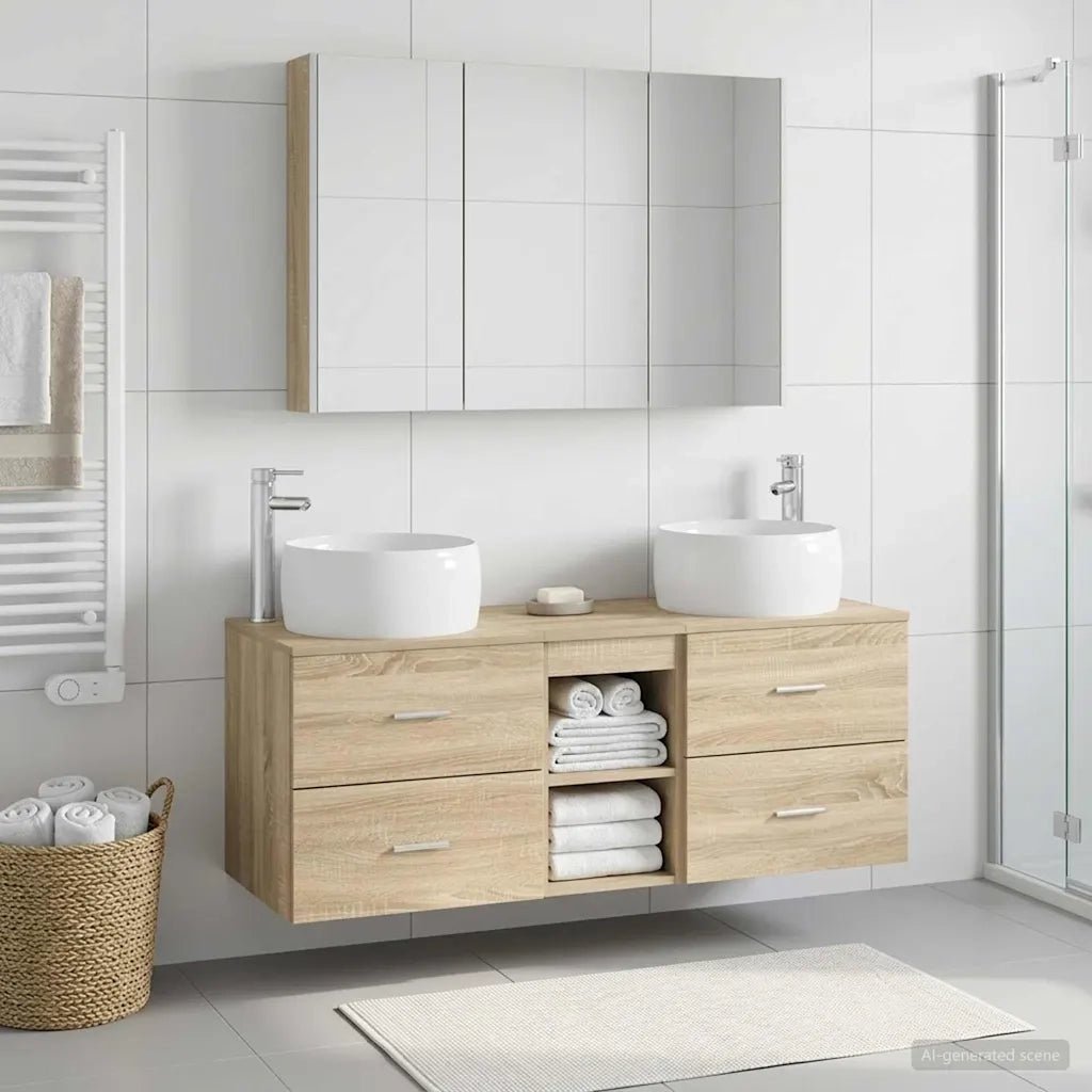Set di mobili per il bagno 4 pcs Rovere Sonoma 3407025