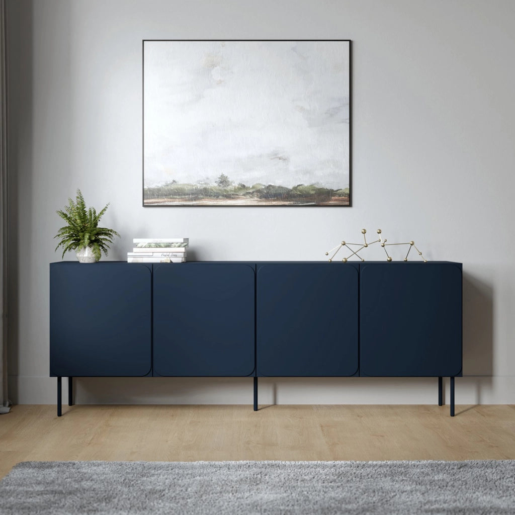 Madia Canino, Credenza 2 Ripiani, 200x42x75h cm blu