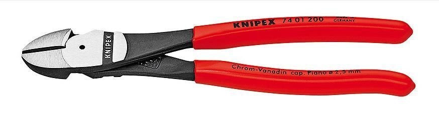 Knipex 74 01 180 Tronchese Laterale Acciaio al Cromo-Vanadio Forgiato Temperato ad Olio Manici Rivestiti in Resina Termoplastica Lunghezza 180 mm colore Rosso