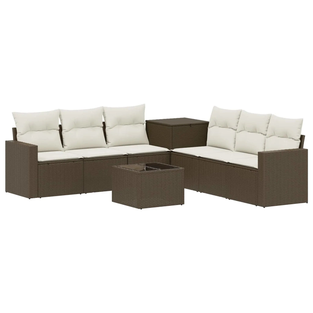 Set di divani 8 pz Marrone e Bianco Crema 3448326