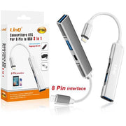 Trade Shop - Convertitore Otg Connettore Lightning A Lightning + 2xusb 3in1 Hub Iphone Ip7942 -