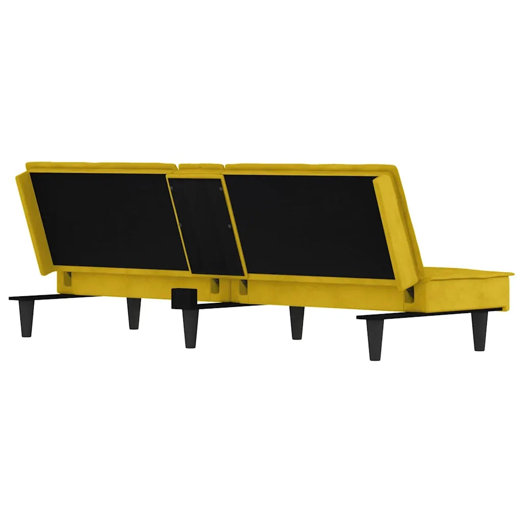 Divano letto | Sof¨¤ letto | Letto singolo con Portabicchieri in Velluto Giallo