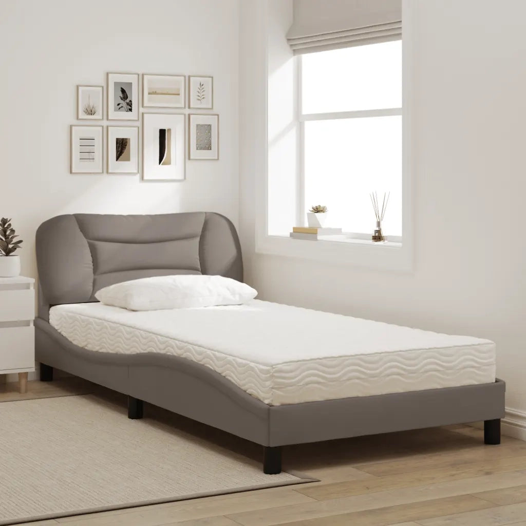 Letto con Materasso Hvar Tortora 100x200 cm in Tessuto