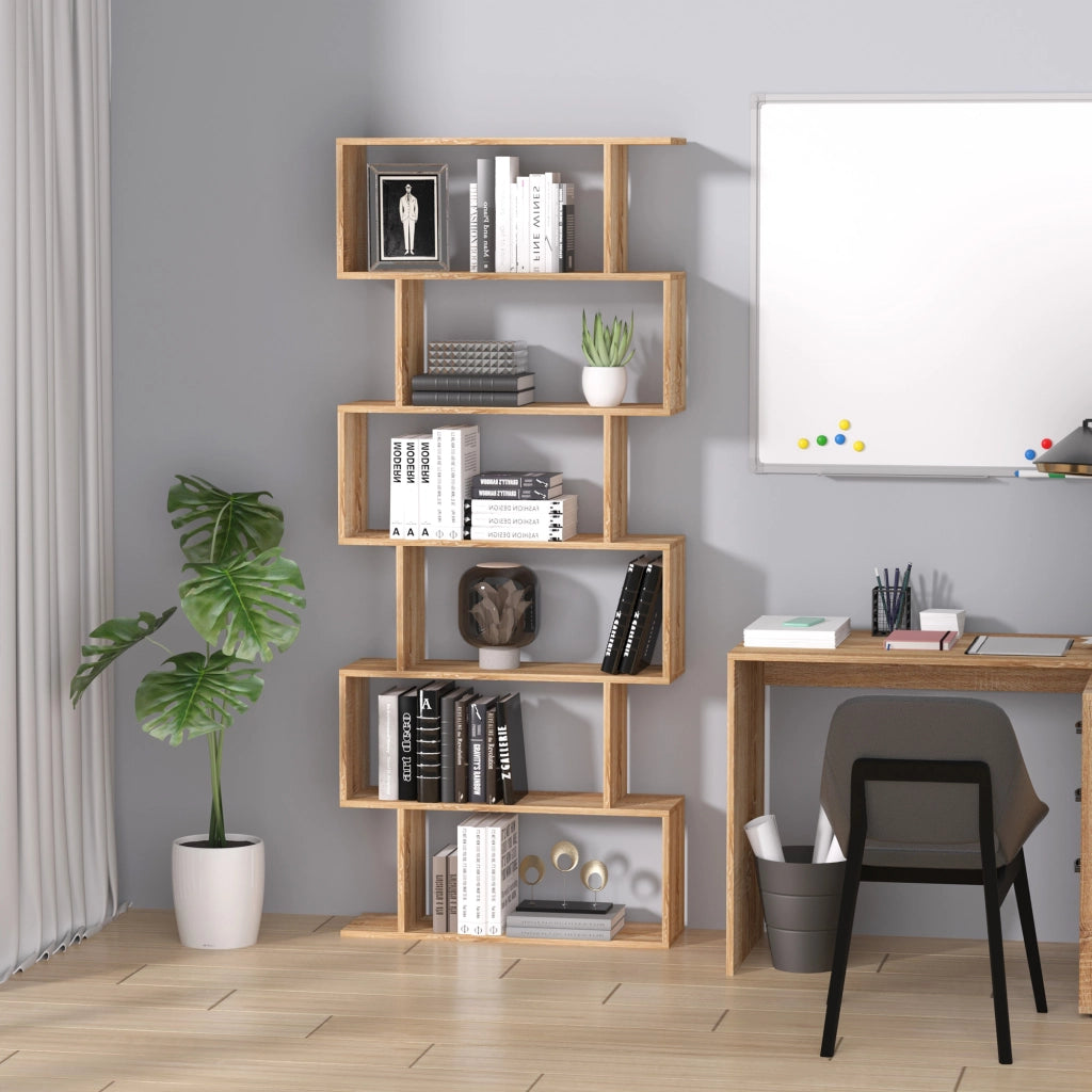 Libreria Scaffale Design Moderno ¨C Minimal ¨C Rovere Chiaro 80x23x192