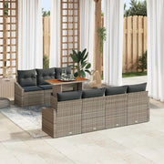 Set da Pranzo per Giardino con cuscino 8 pcs Grigio e Marrone 3349796