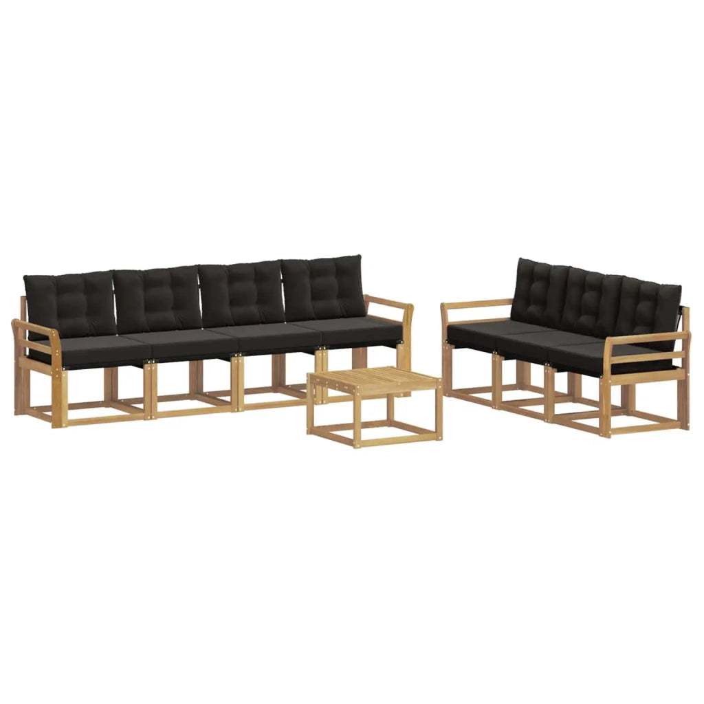Set di divani da esterno con cuscino 8 pcs Bianco e Nero 3389286