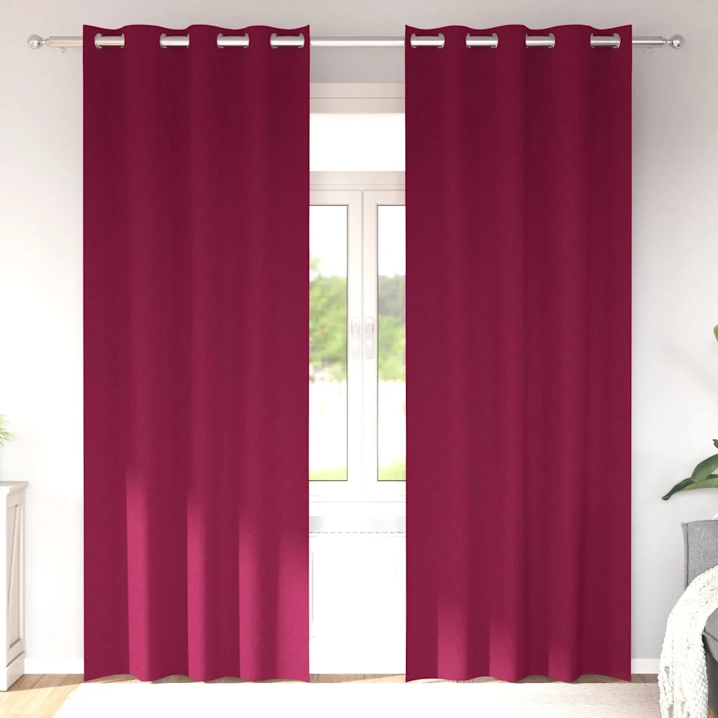 Tende Oscuranti | Tende Blackout con Anelli 2 pz Rosso Vino 245 x 140 cm