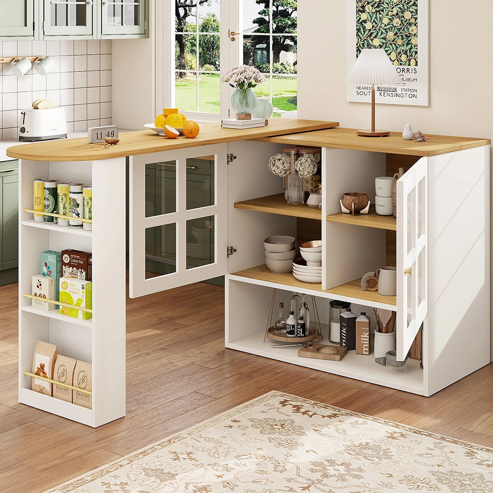 Buffet girevole - Xylo - 360?? 5 ripiani vetro bianco