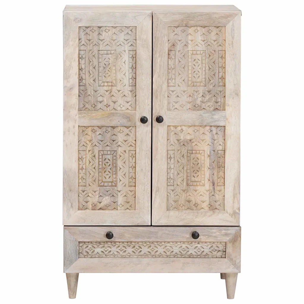 Credenza Bianco 60 x 33 x 100 cm legno massello di mango 4018146