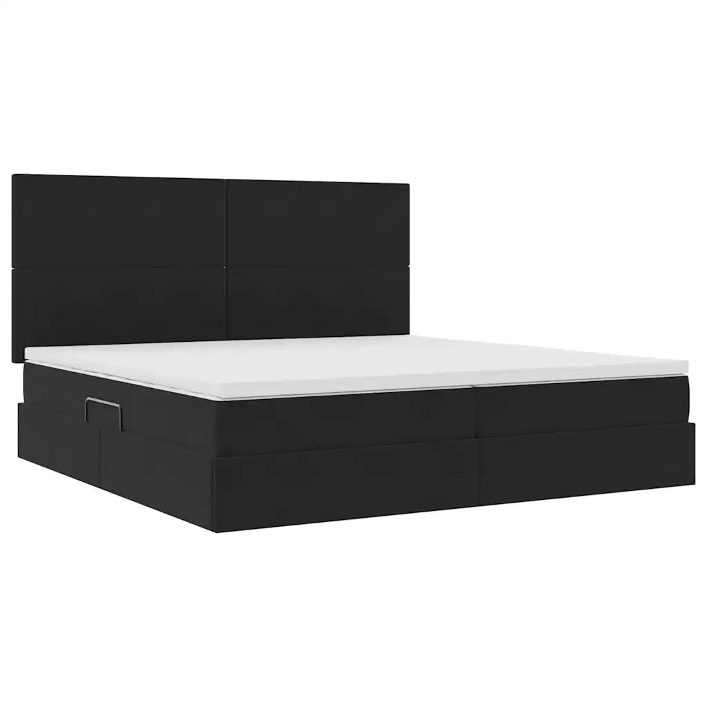 Letto con contenitore e materasso Nero 200 x 200 cm Velluto 3371993