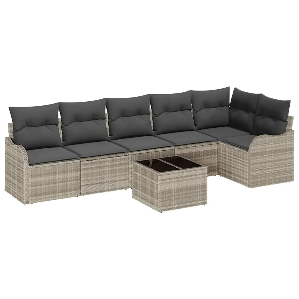 Set Divano da Giardino Grigio chiaro polyrattan