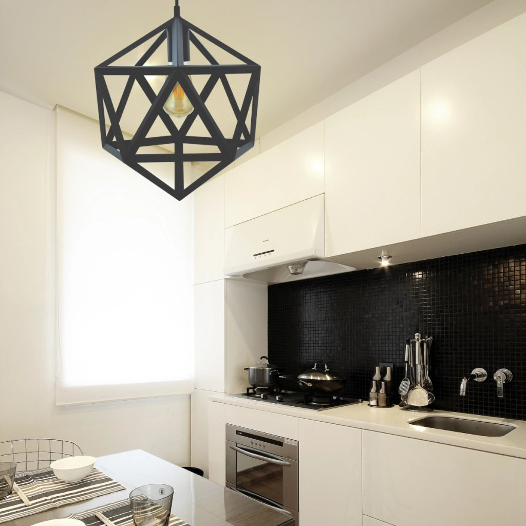Lampada a sospensione nera geometrica E27 Ø35 Polux