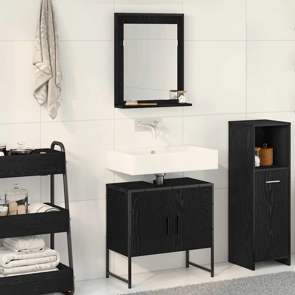 Set di mobili per il bagno 2 pcs Nero Legno multistrato 3334329