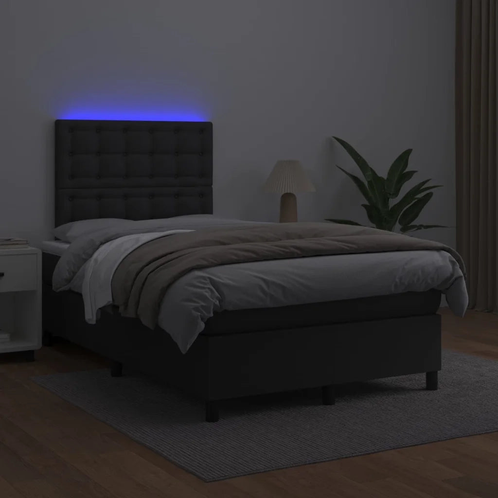 Giroletto a Molle con Materasso e LED Nero 120x200cm Similpelle 3135933