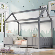 Letto per bambini 90x200 - Xylo - Legno con protezione grigio