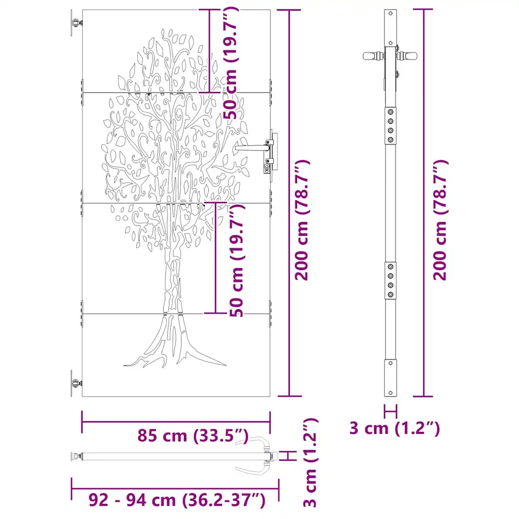 Cancello da giardino con blocco Nero 85 x 200 cm 42015863