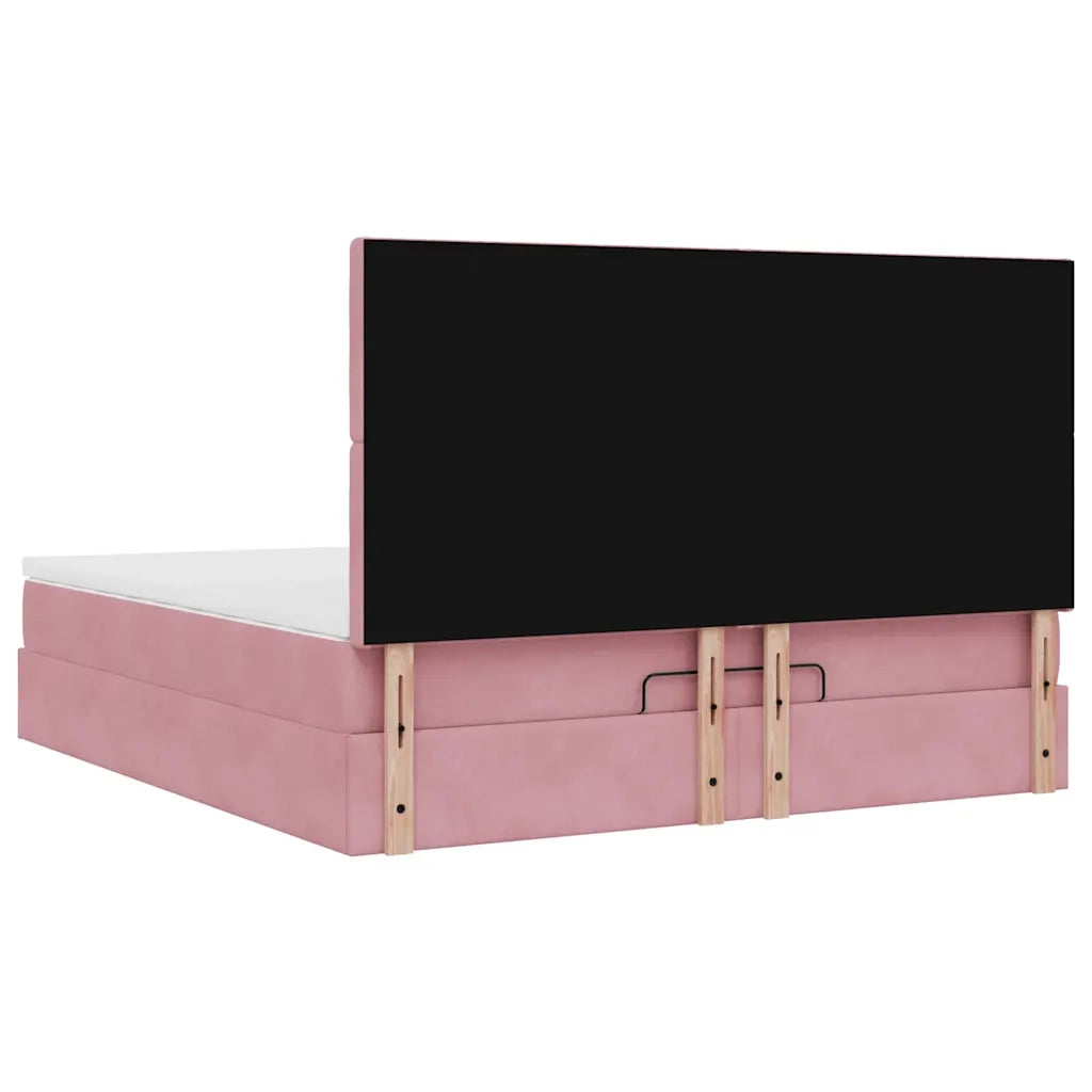 Struttura Letto Pouf con Materassi Rosa 180x200 cm Velluto 3314485