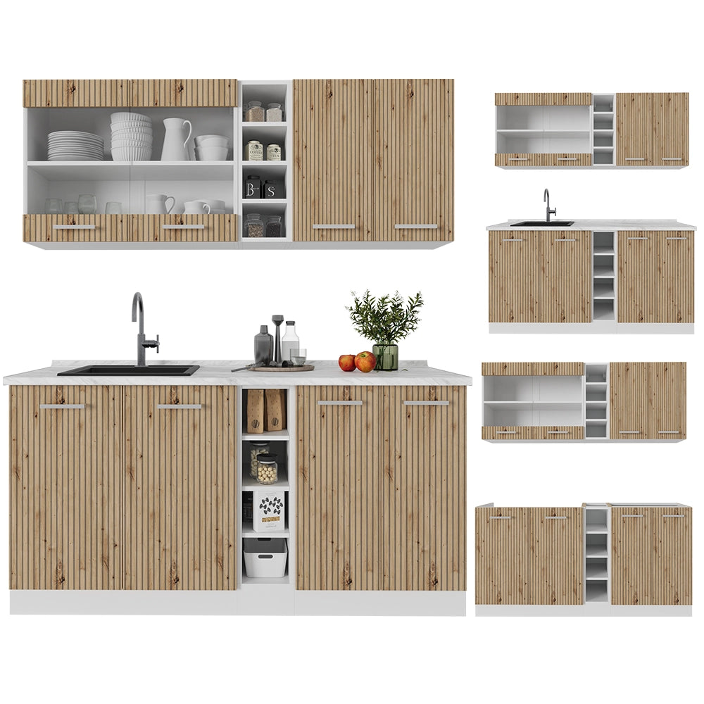 Vicco Cucina completa Rovere artigianale/bianco 160 cm , PL Rovere