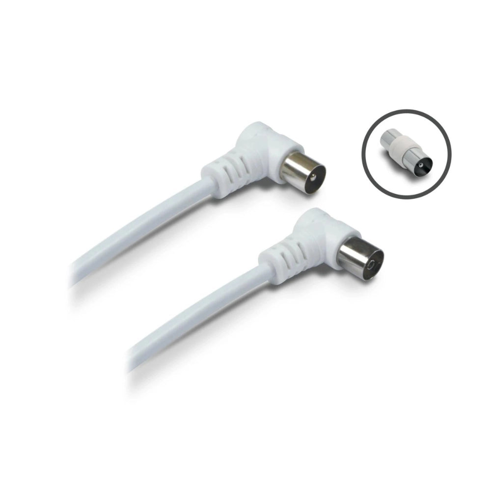 Cavo antenna tv ecova spina presa 90° con adattatore spina spina 9,5mm lung. 1,5mt