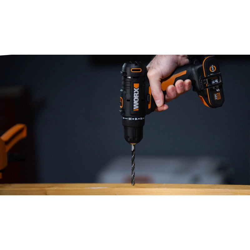 Avvitatore a Batteria 20 Volt WX100 con Coppia 30 Nm e Mandrino 10 mm per Foratura e Avvitatura - Worx