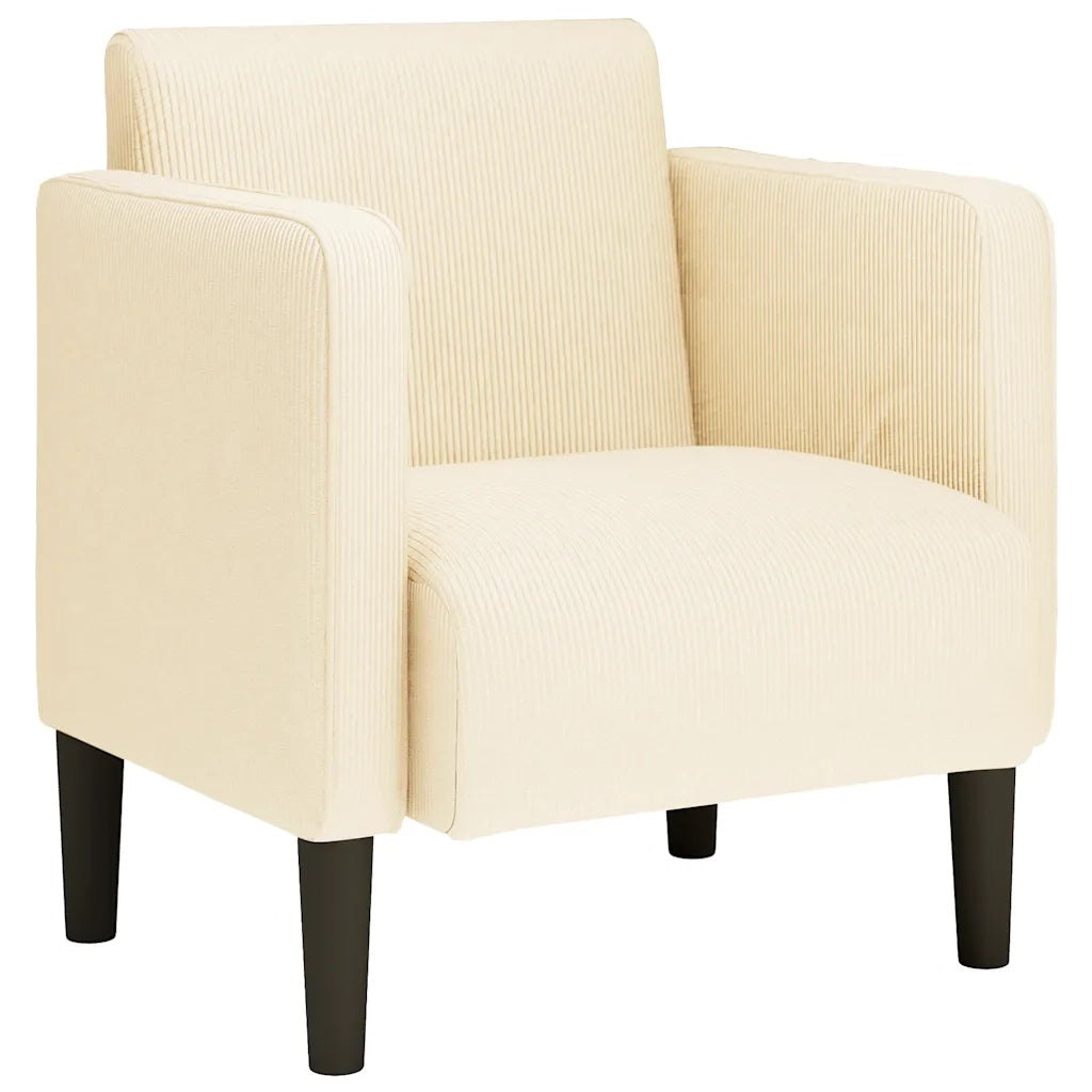 Divano Sedia con Braccioli-Poltrona-Sofa Relax Crema 54 cm Tessuto a Coste