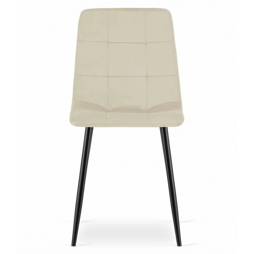 Set di 2 sedie KARA in velluto beige chiaro e metallo nero