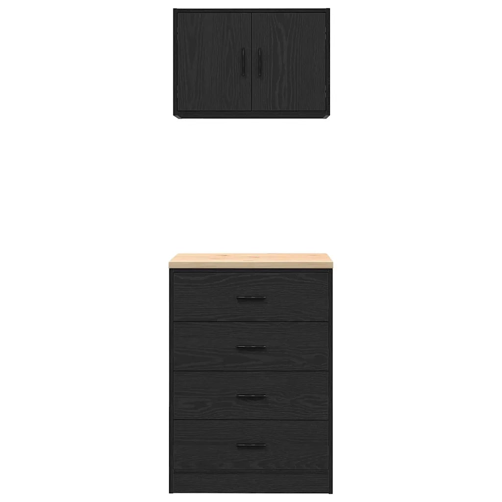 Armadi da Garage 2 pz Neri in Legno Multistrato 3328333