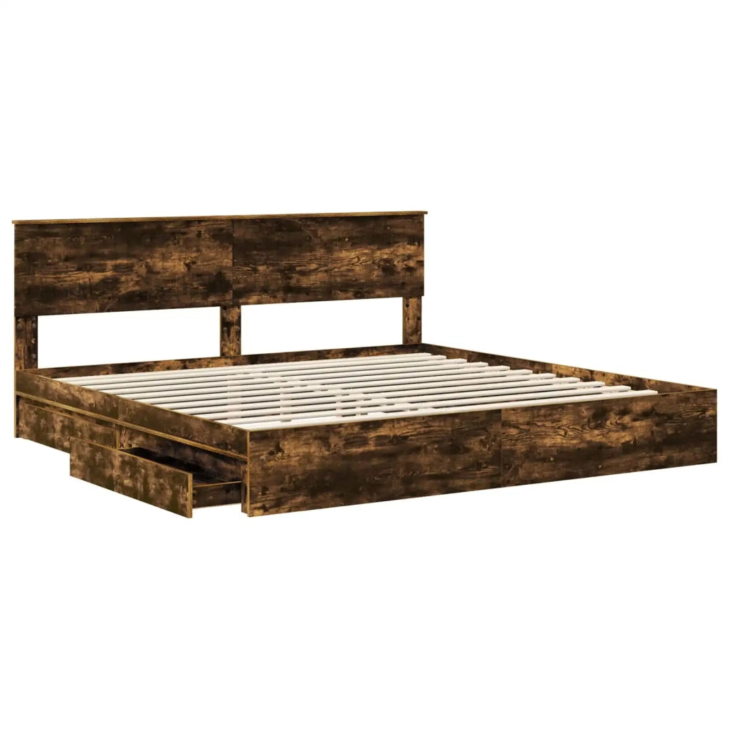 Letto con Contenitore con testiera-Struttura Letto con contenitore Rovere fum¨¦ 180 x 200 cm 311133