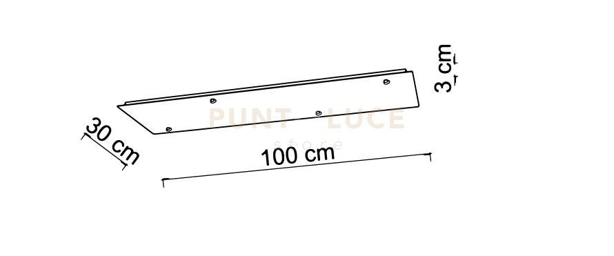 BASE-4RE N Base rettangolare 100cm nero opaco 4 luci
