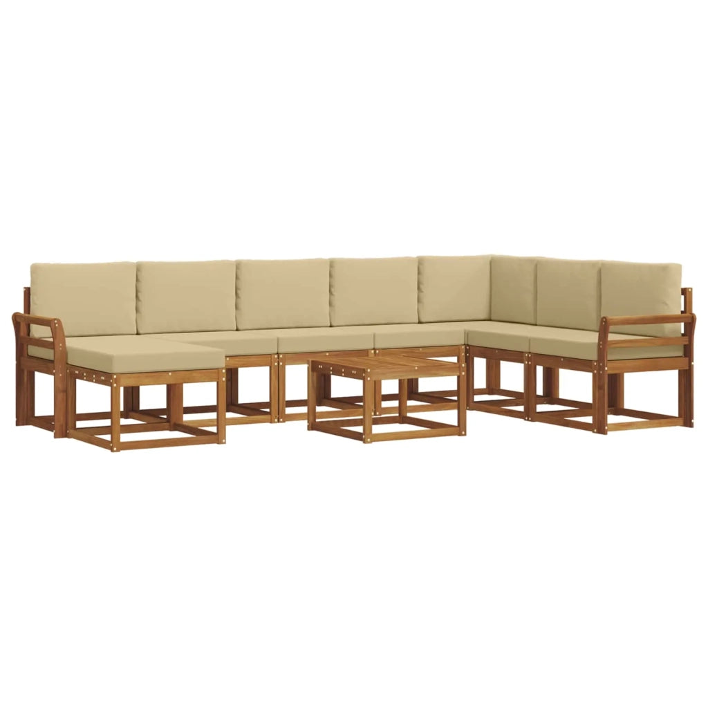 Set di divani da esterno con cuscino 9 pcs Naturale e Beige 3366851