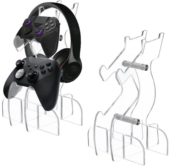 Supporto per Controller in Acrilico - Display Standard - Supporto per Headset da Gioco - Regalo Creativo - 2 Pezzi - 23,2 cm di Altezza