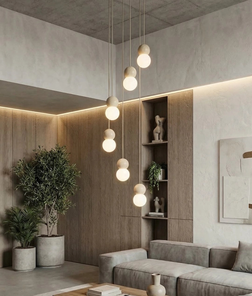 Lampada a sospensione LOOP LED beige bianco Emibig