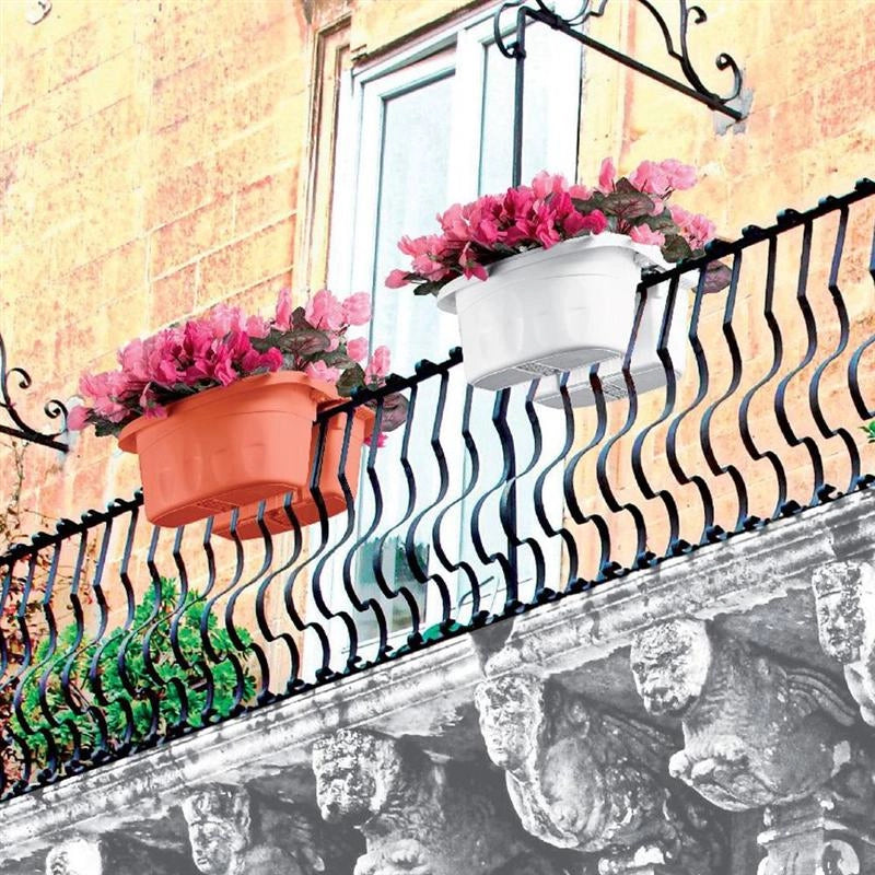 FIORIERA DOPPIA KLUNIA BAMA  PP TERRACOTTA CM 50X19,8 H.CM 18,5