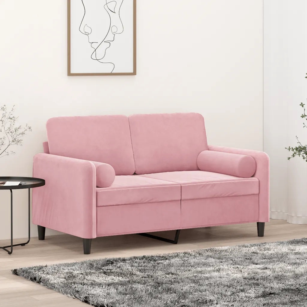 Divano a 2 Posti con Cuscini Rosa 120 cm in Velluto 3200874