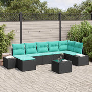 Set Divano da Giardino 7 pz Nero e Turchese polyrattan 3355835