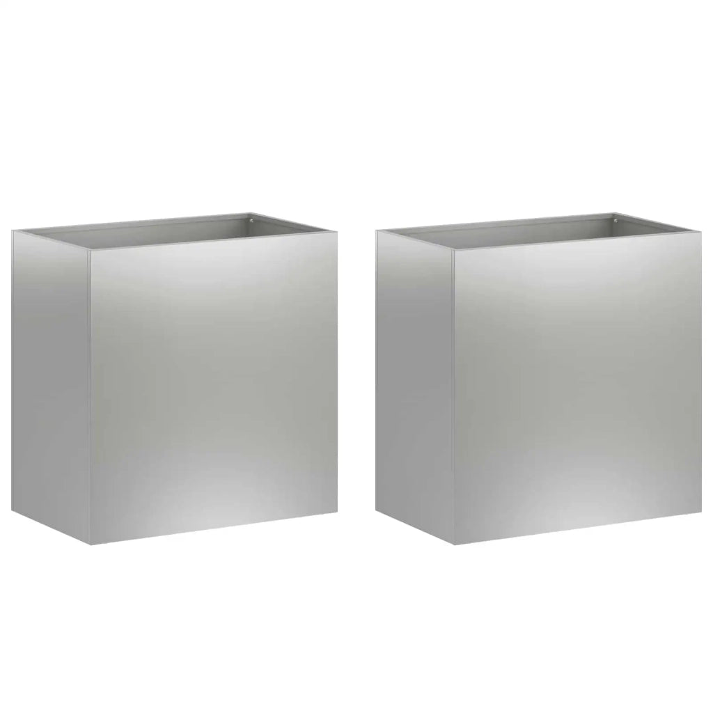 Vaso da giardino 2 pz Argento 50 x 30 x 50 cm Acciaio zincato 8005537